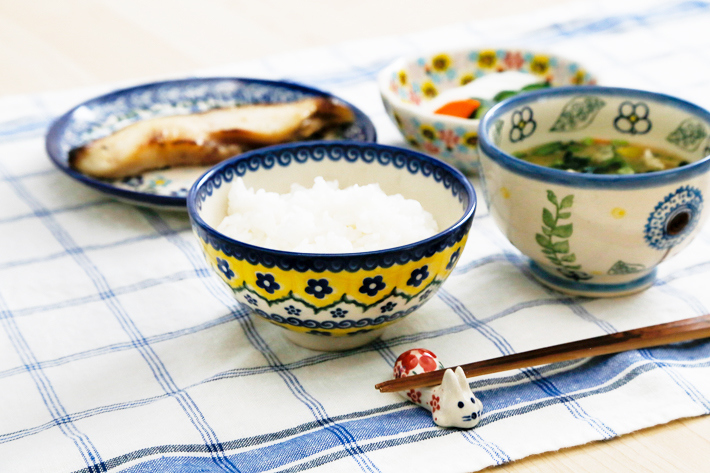 rikaポーリッシュポタリーのお茶碗2つ ご飯茶碗・ポーリッシュポタリー(ポーランド食器)