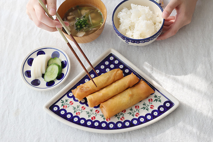 ピザプレート1/4ポーリッシュポタリー(ポーランド食器)