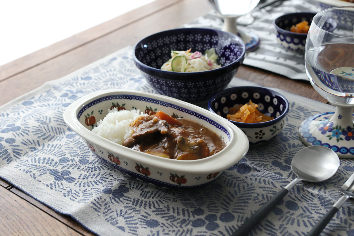 オーブン皿（グラタン皿）ポーリッシュポタリー(ポーランド食器)